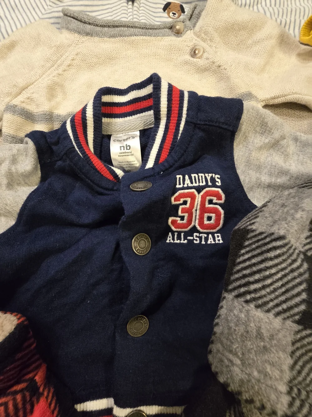 Newborn Baby Boy Winter Clothes Lot NB Carter's Fleece Jacket Hoodie Buffalo